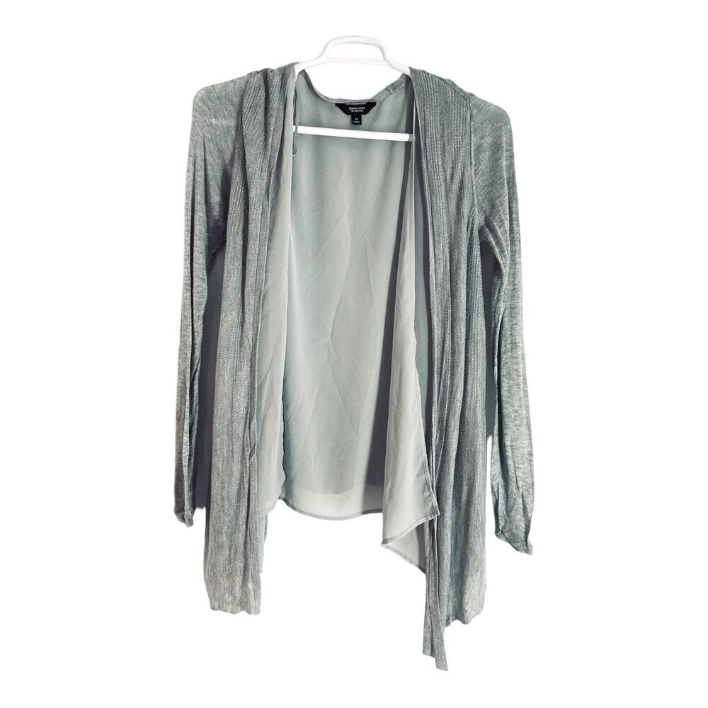Simply Vera Vera Wang Womens Gray Flyaway Open Front Cardigan Sweater Sz M